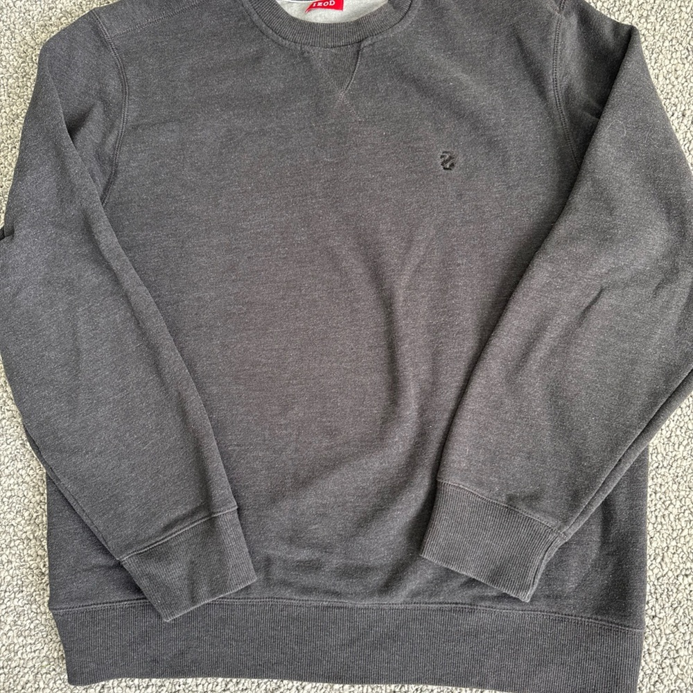 Izod Mens  XL Gray Long Sleeve Crew Neck Sweatshirt Solid Pullover